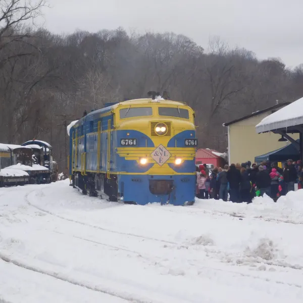 a train covered in snow