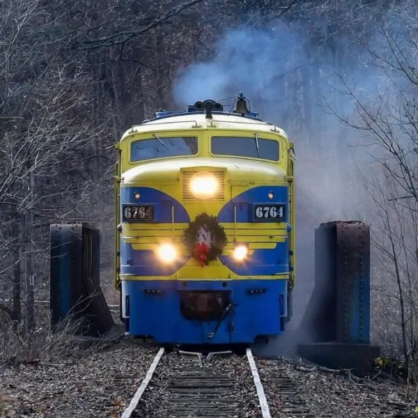 a train is coming down the track
