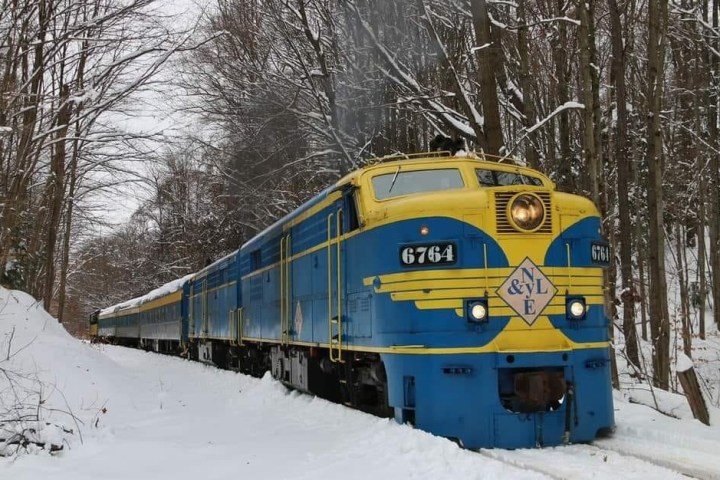 a train covered in snow
